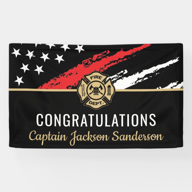 Fireman Fire Department Firefighter Retirement Banner (Horizontal)