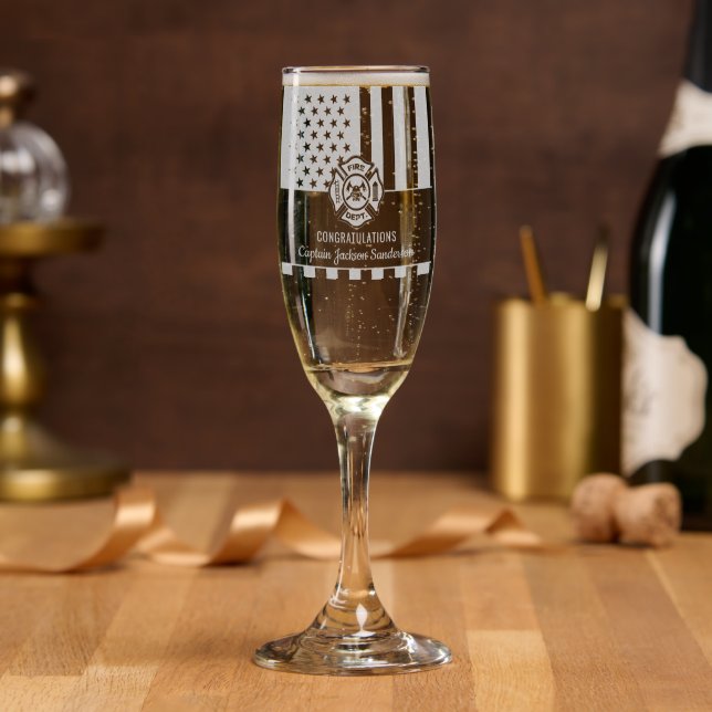 Fireman Fire Department Firefighter Retirement Champagne Flute (Party)