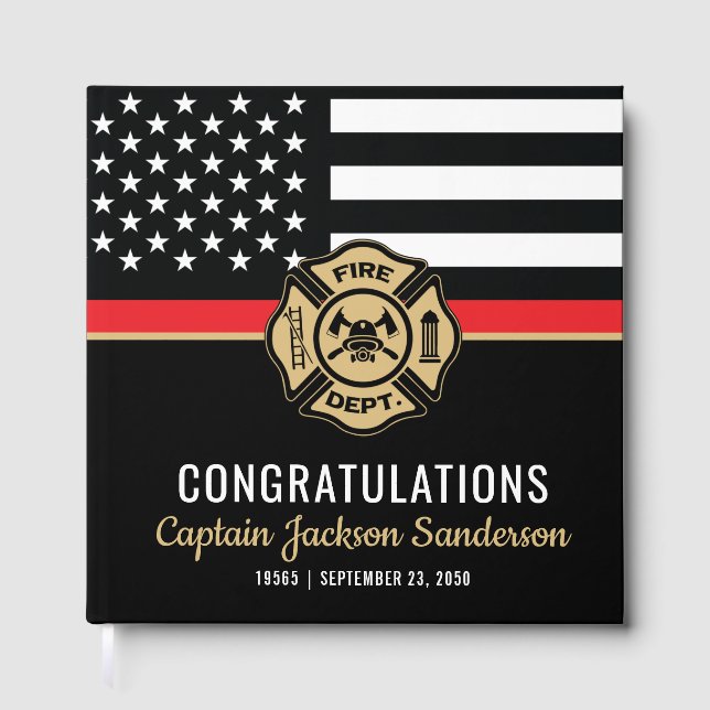Fireman Fire Department Firefighter Retirement Guest Book (Front)