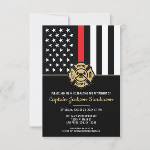 Fireman Fire Department Firefighter Retirement Invitation