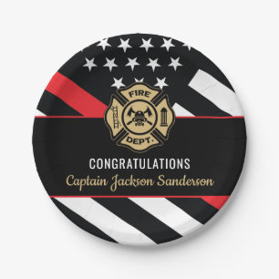 Fireman Fire Department Firefighter Retirement Paper Plates