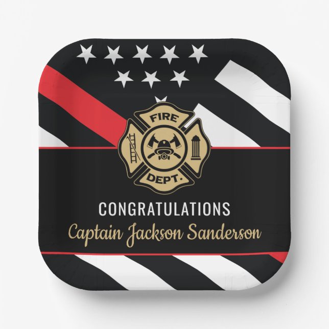 Fireman Fire Department Firefighter Retirement Paper Plates (Front)