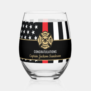 Fireman Fire Department Firefighter Retirement Stemless Wine Glass