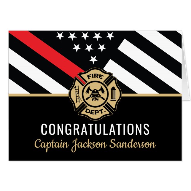 Fireman Fire Department Flag Firefighter Retirment Card (Front Horizontal)