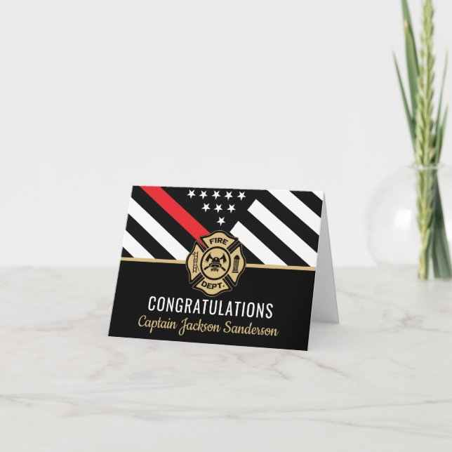 Fireman Fire Department Flag Firefighter Retirment Card (Front)