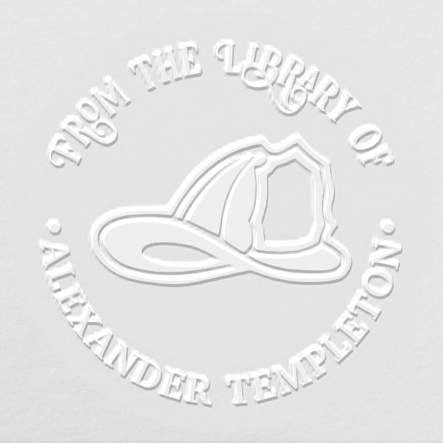 Fireman Fire Fighter Hat Helmet Library Book Name Embosser (Design)