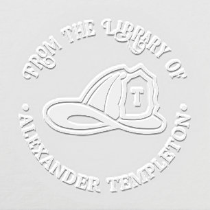 Fireman Fire Fighter Hat Helmet Library Book Name  Embosser