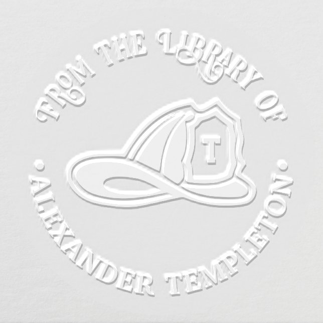 Fireman Fire Fighter Hat Helmet Library Book Name  Embosser (Design)