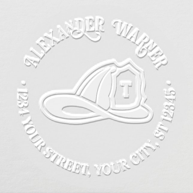 Fireman Fire Fighter Helmet Name Return Address Embosser (Design)