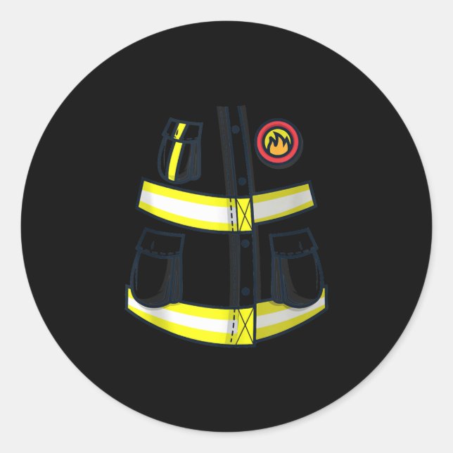 Fireman Firefighter Costume Halloween Classic Round Sticker (Front)