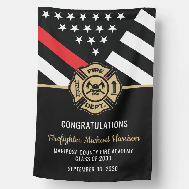 Fireman Firefighter Fire Academy Graduation Party House Flag (Front)
