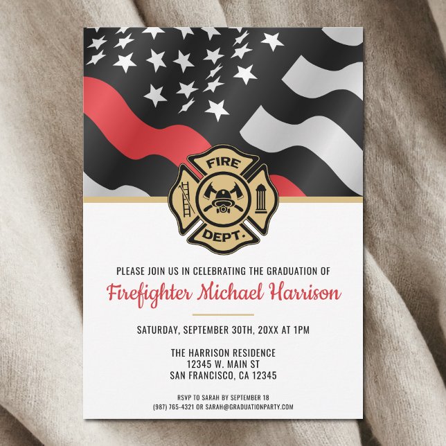 Fireman Firefighter Fire Academy Graduation Party Invitation (Fireman Firefighter Fire Academy Graduation Party Invitation)