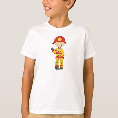 Fireman Firefighter Firefighting Blond Hair T_Shirt