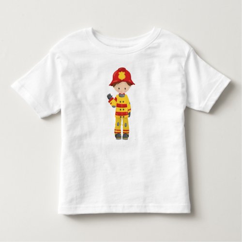 Fireman Firefighter Firefighting Brown Hair Toddler T_shirt