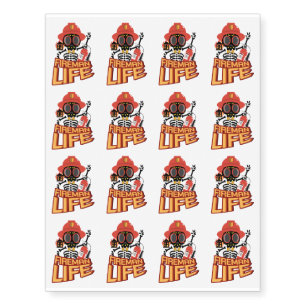 Fireman Firefighter Funny Life Skeleton Halloween Temporary Tattoos