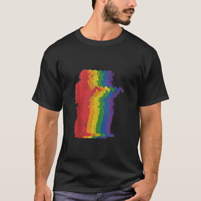 Fireman Firefighter Gay Pride LGBTQ Supporter Rain T-Shirt (Front)