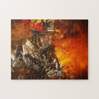 Fireman Firefighter Hero Fire Rescue Jigsaw Puzzle by Lorriscustomart at Zazzle