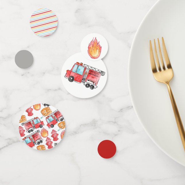 Fireman firefighter kid birthday party confetti (Group)