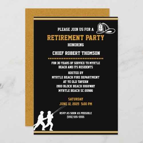 FiremanFirefighter Retirement Invitation