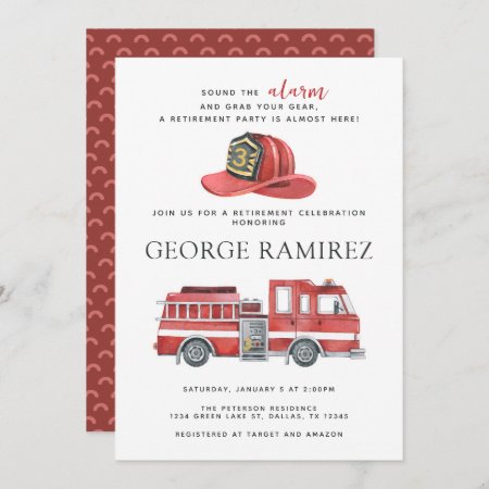 Fireman Firefighter Retirement Party Celebration Invitation