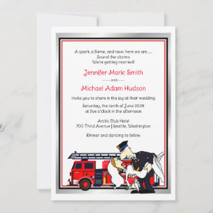 Fireman Firefighter Wedding Invitation
