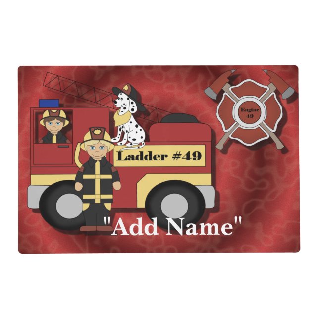 Fireman Firemen Laminated Placemat Artmat (Front)