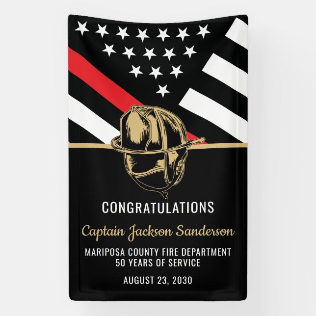 Fireman Flag Firefighter Retirement Party Banner (Vertical)