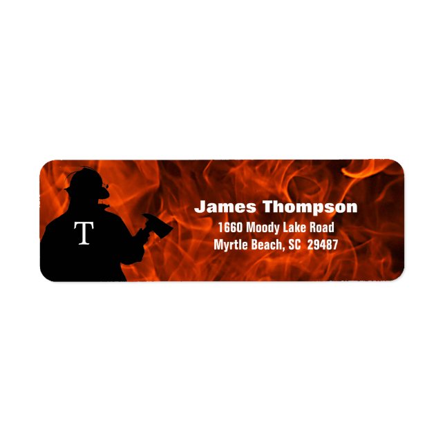 Fireman Flame Background Return Address Label (Front)
