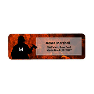 Fireman Flame Background Return Address Label