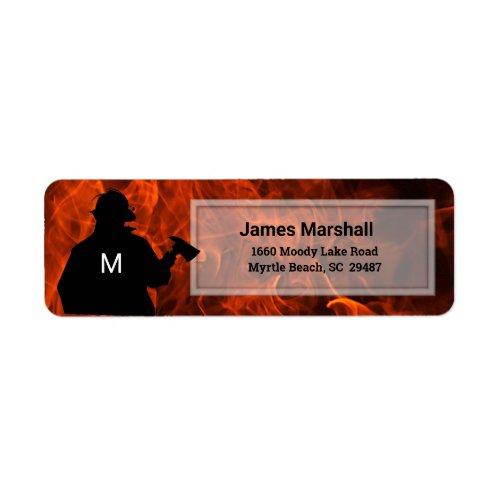 Fireman Flame Background Return Address Label