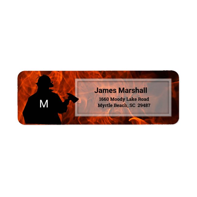 Fireman Flame Background Return Address Label (Front)