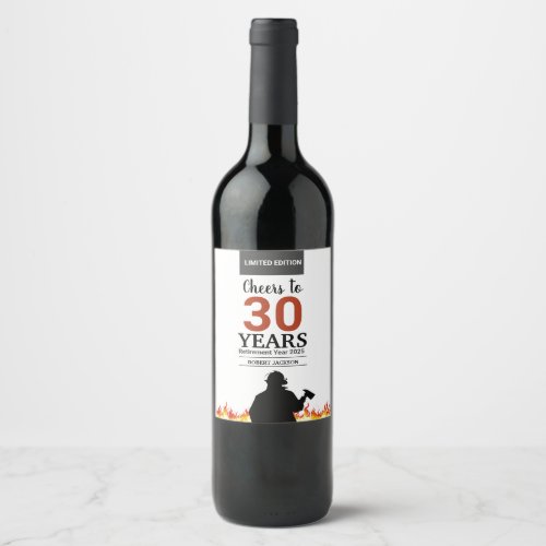 Fireman Flame Cheers to Year Wine Label