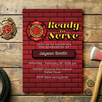 Fireman Graduation Party Invitation