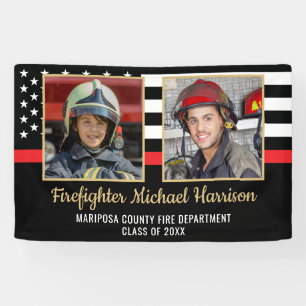 Fireman Graduation Thin Red Line Firefighter Photo Banner
