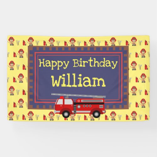 Fireman Happy Birthday Banner