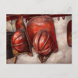 Fireman - Hat - Old fashioned fire hats Postcard