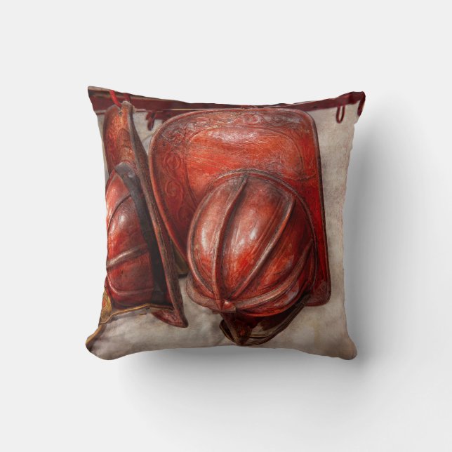 Fireman - Hat - Old fashioned fire hats Throw Pillow (Front)