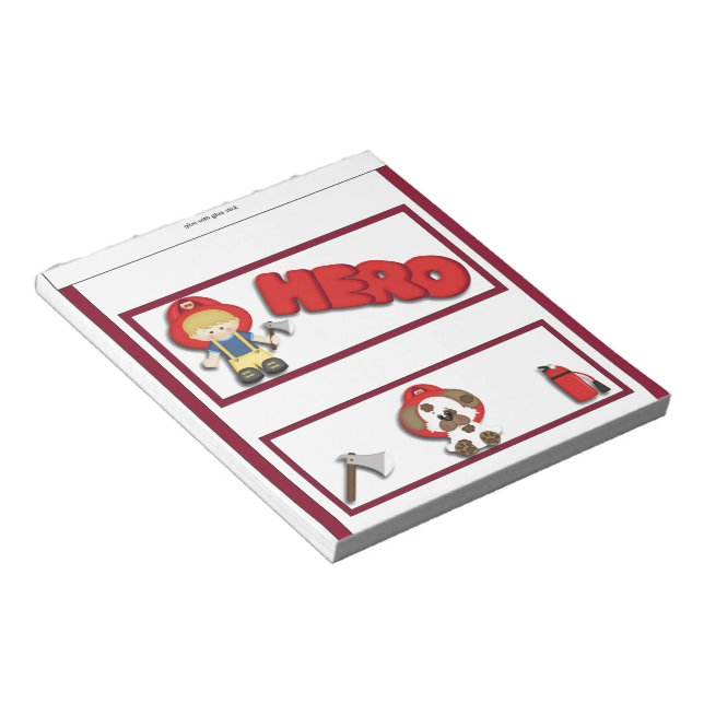 Fireman Hero Kids Candy Bar Wrapper Party Favor Notepad (Angled)