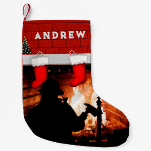 Fireman Holiday Gift Small Christmas Stocking