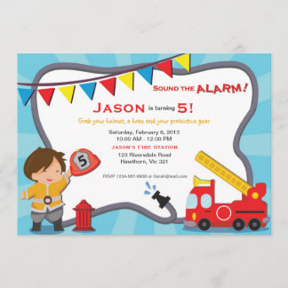 Fireman Invitation / Fire Truck Invitation Party