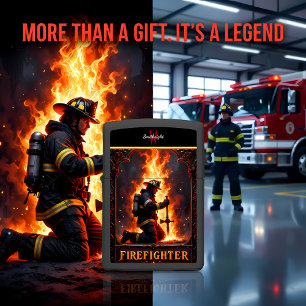 Fireman Kneeling Sword Flame Sacrifice Duty Zippo Lighter