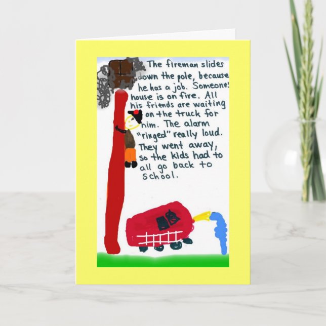 fireman letterpress thank you card (Front)