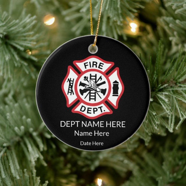 Fireman Personalized Firefighter Ceramic Ornament (Tree)