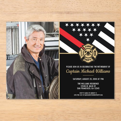 Fireman Photo Red Line Flag Firefighter Retirement