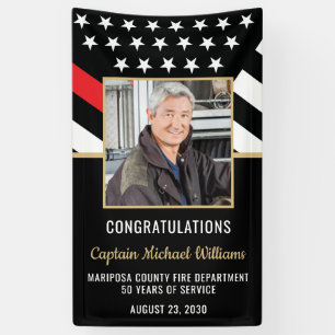 Fireman Photo Red Line Flag Firefighter Retirement Banner