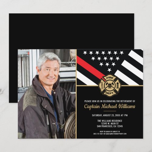 Fireman Photo Red Line Flag Firefighter Retirement