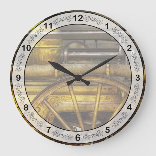 Fireman - Piano Engine - 1855  Large Clock (Front)