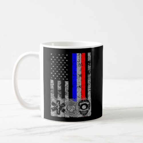 Fireman Police And Emt First Responder Flag Coffee Mug