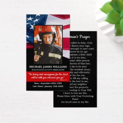 Fireman Prayer Memorial Firefighter Funeral Card | Zazzle