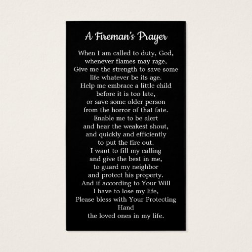 Fireman Prayer Memorial Firefighter Funeral Card | Zazzle